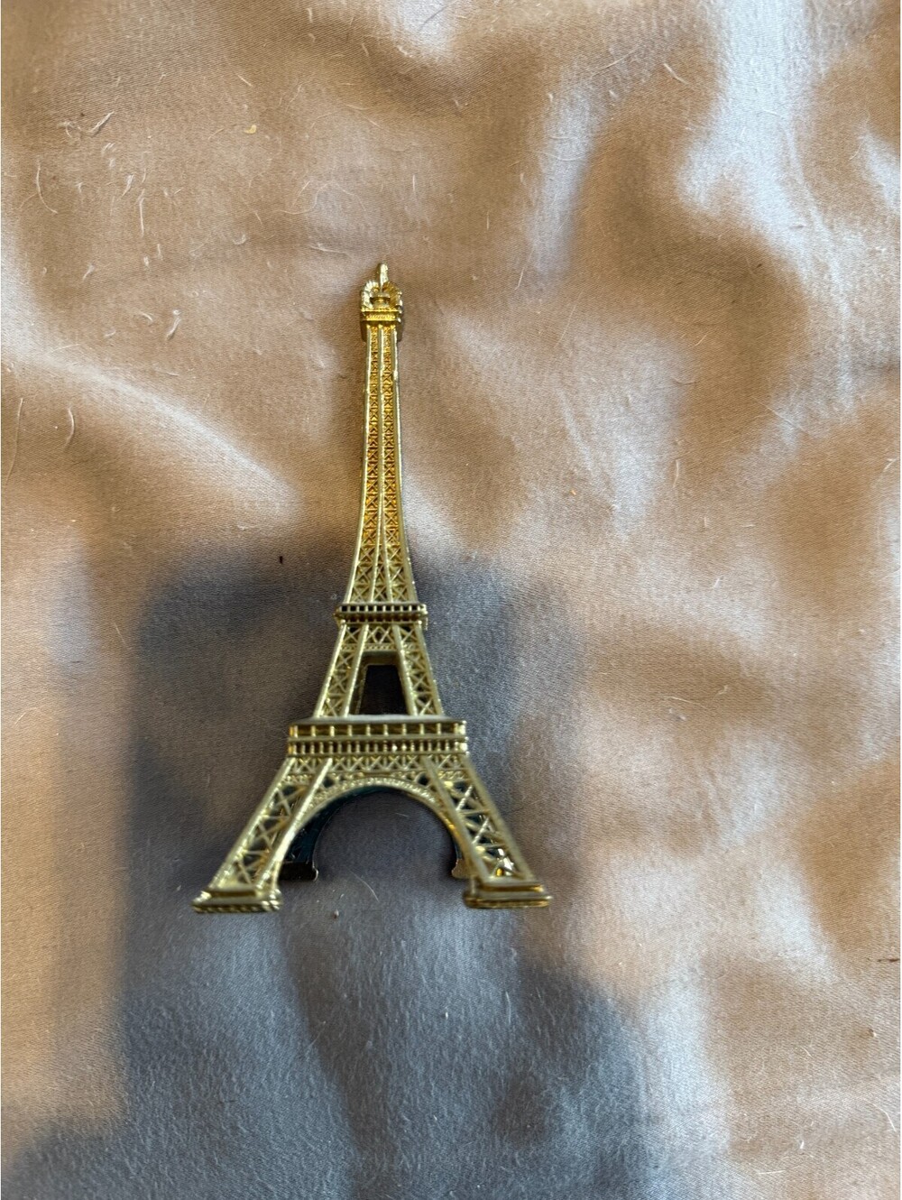Eiffel Tower Miniature Gold Tone Metal Figurine Paris Souvenir Cake Topper Decor